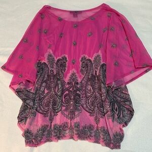 INC International Concepts Flowy Pink and Black Blouse